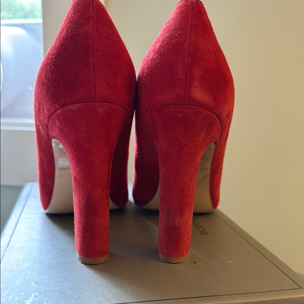 Saks Fifth Avenue Red Suede High Heels - Picture 4 of 5